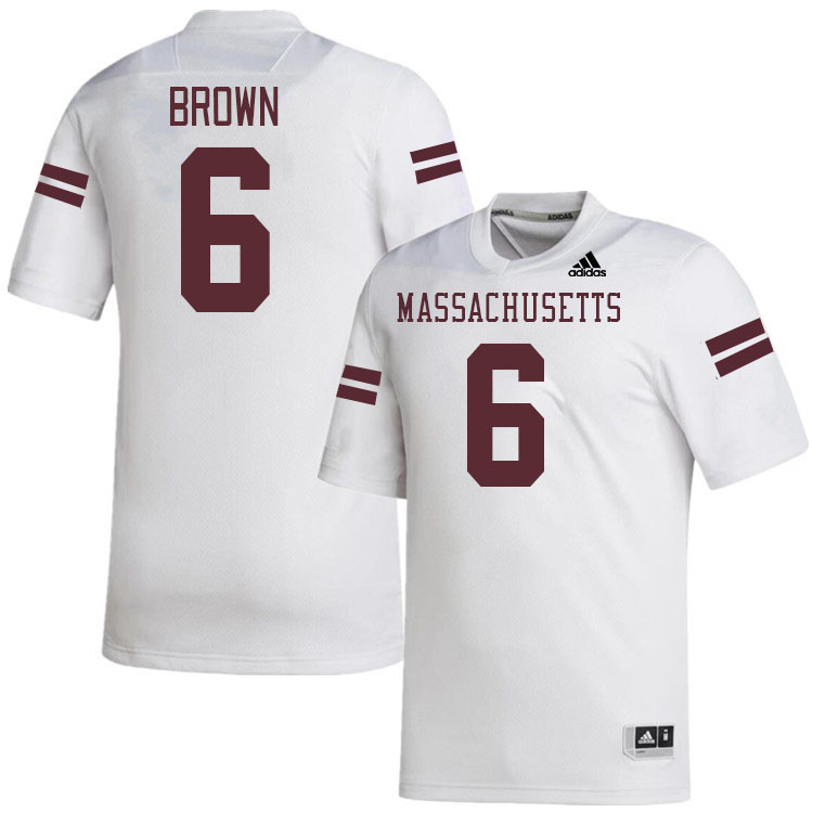 Massachusetts Minutemen #6 Keshawn Brown College Football Jerseys Stitched-White